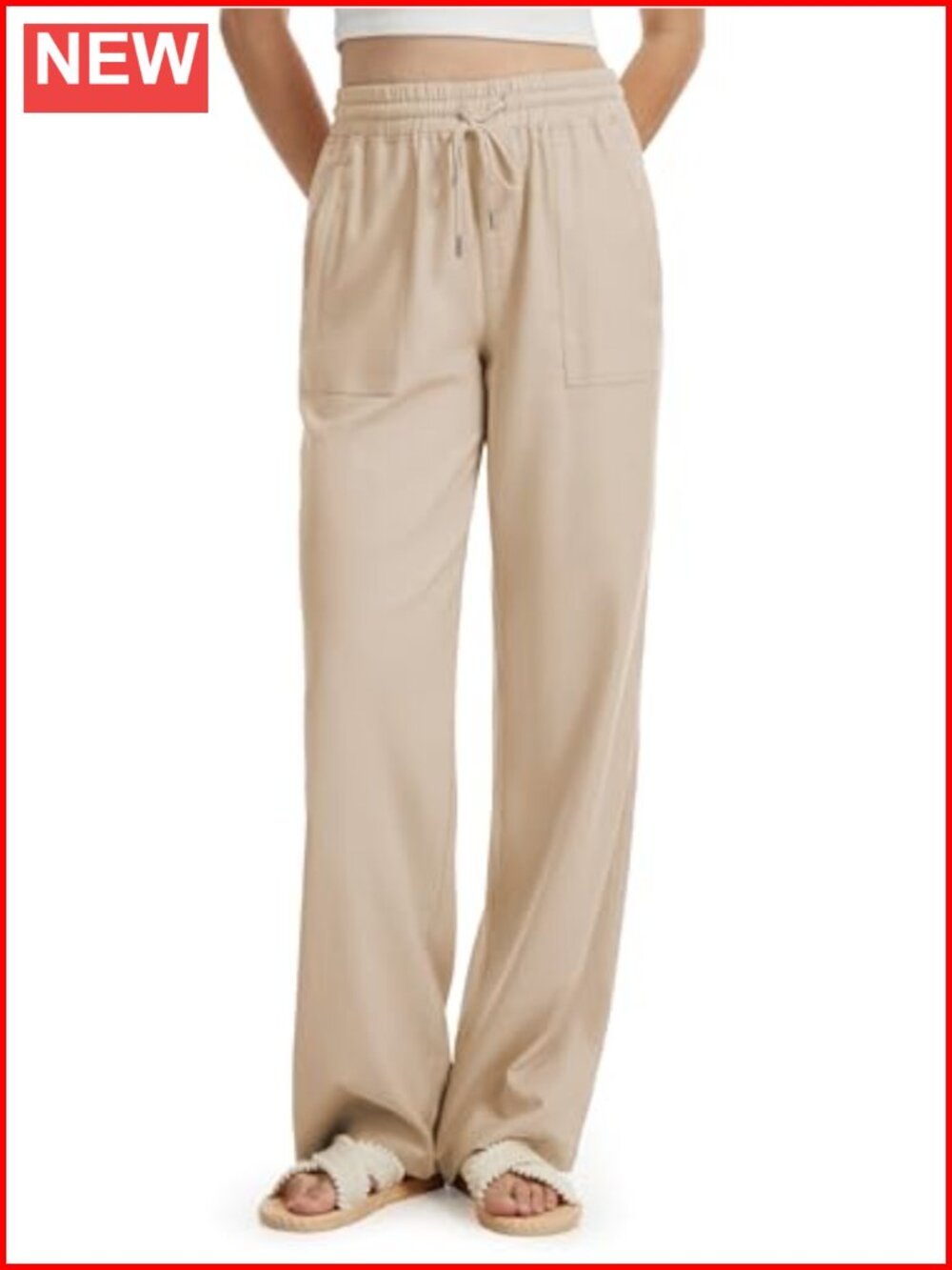 Women Tall Linen Wide Leg Palazzo Pants with Pockets